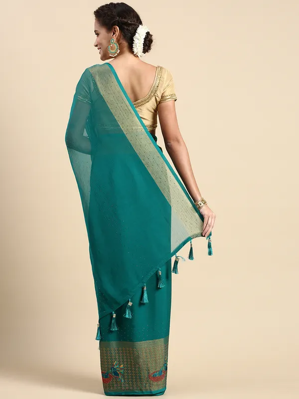 Green_Viscoss_Chiffon_Swarovski_Work_Embroidery_Saree