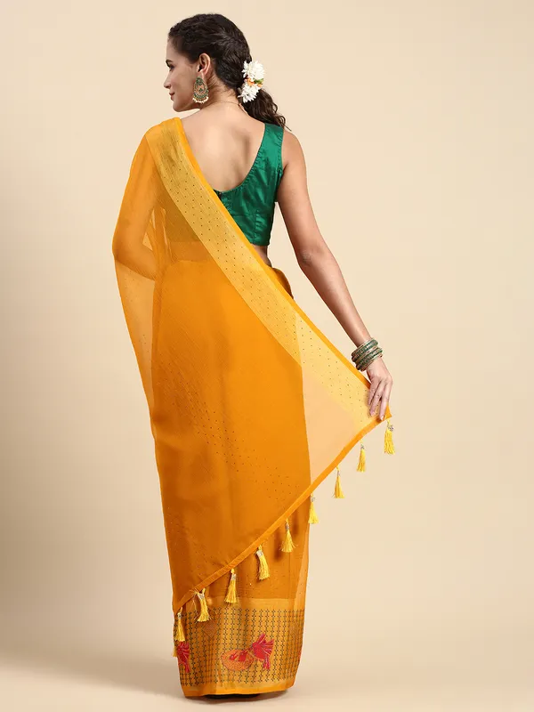 Yellow__Viscoss_Chiffon_Swarovski_Work_Embroidery_Saree