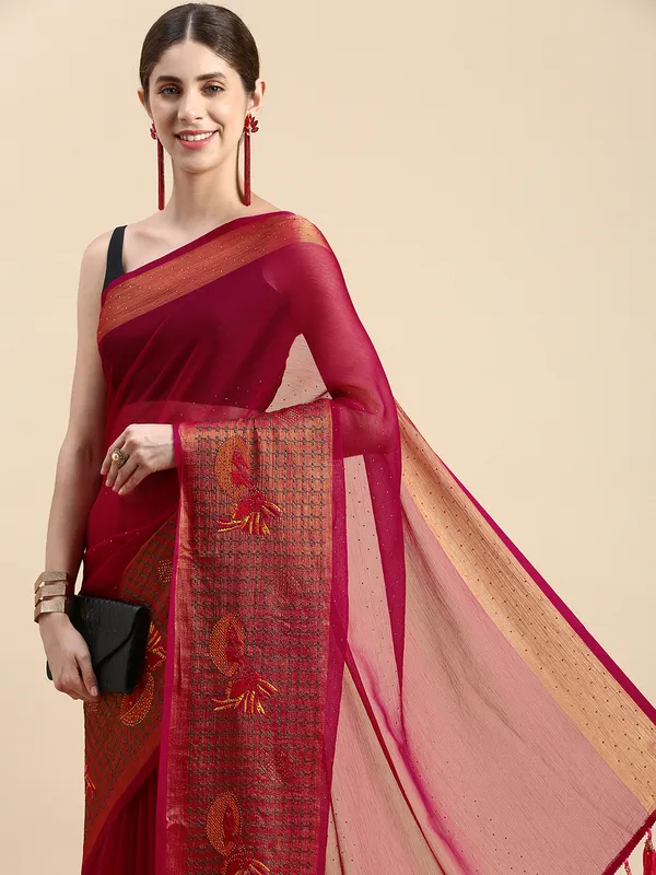 Purple_Viscoss_Chiffon_Swarovski_Work_Embroidery_Saree