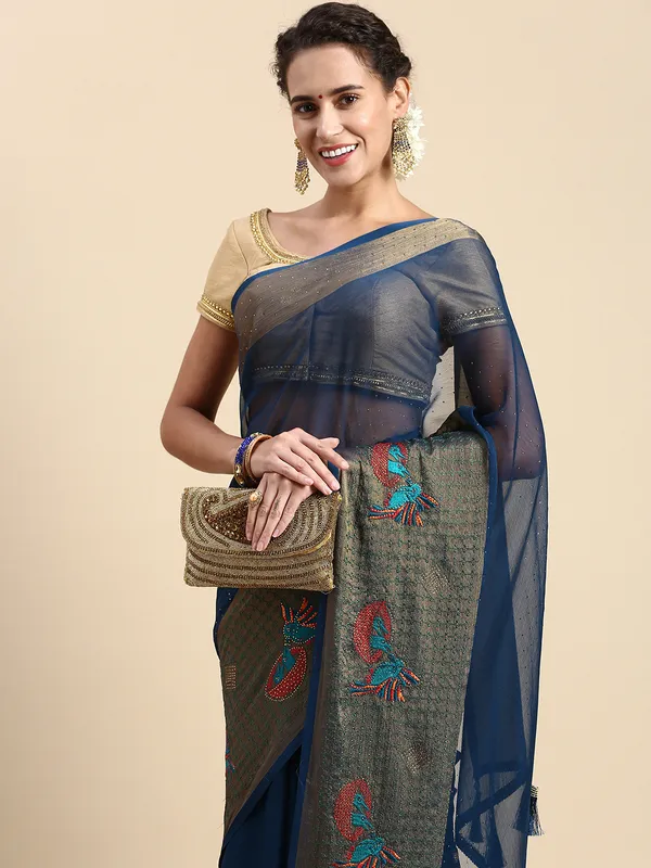Blue_Viscoss_Chiffon_Swarovski_Work_Embroidery_Saree