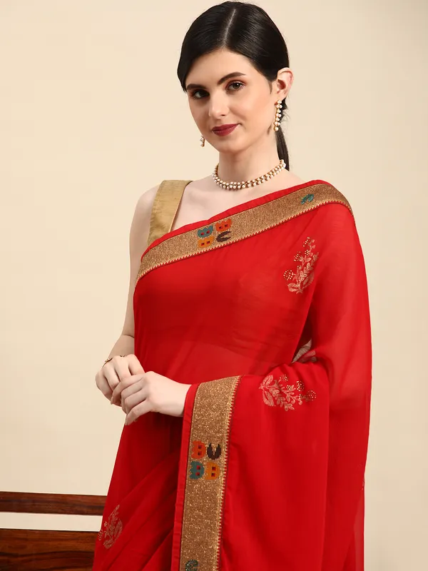 Red_Zomato__Full_Saree_Fancy_Border_With_Swaroski_Diamond_Work