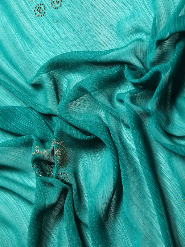 Green_Zomato__Full_Saree_Fancy_Border_With_Swaroski_Diamond_Work
