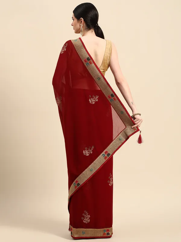 Maroon_Zomato__Full_Saree_Fancy_Border_With_Swaroski_Diamond_Work