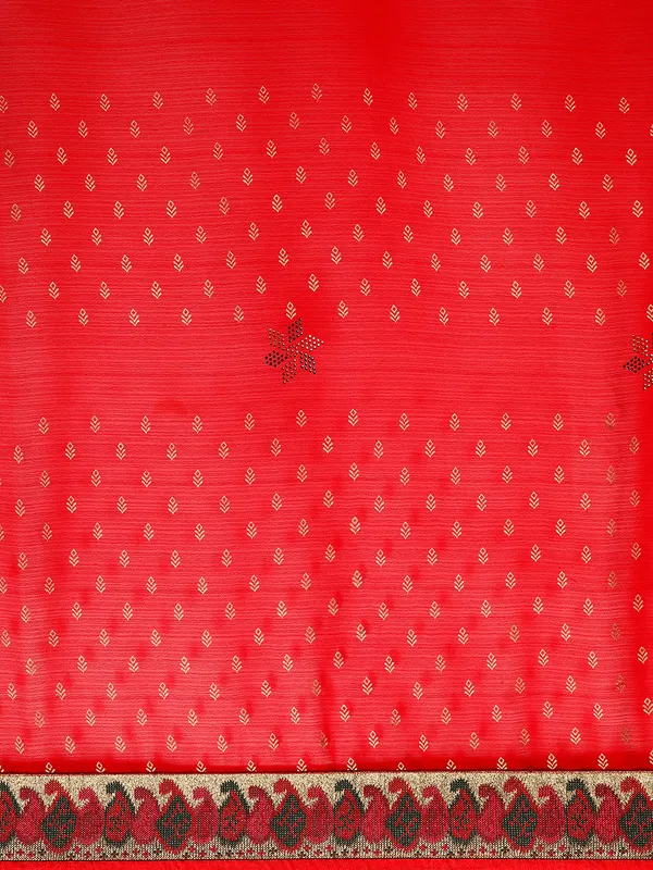 Red_Zomato___Saree__Butti_Print_With_Swaroski_Work
