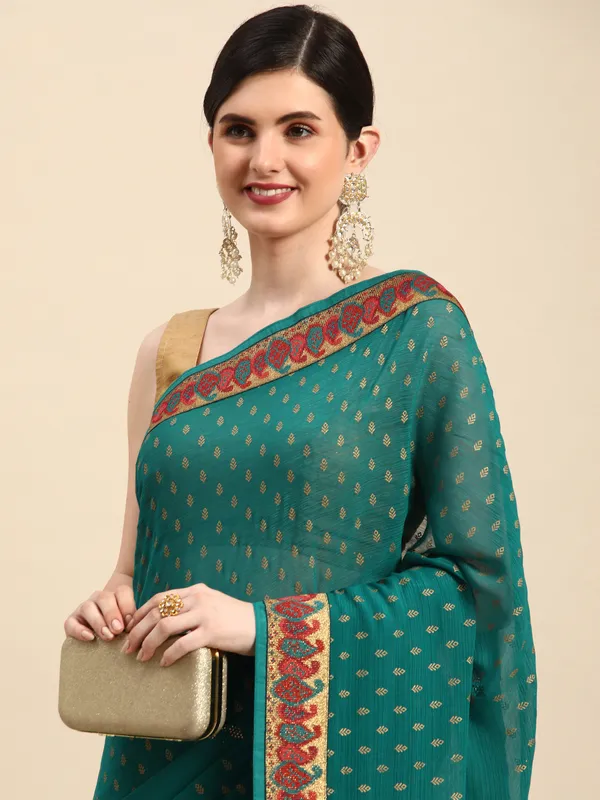 Green_Zomato___Saree__Butti_Print_With_Swaroski_Work