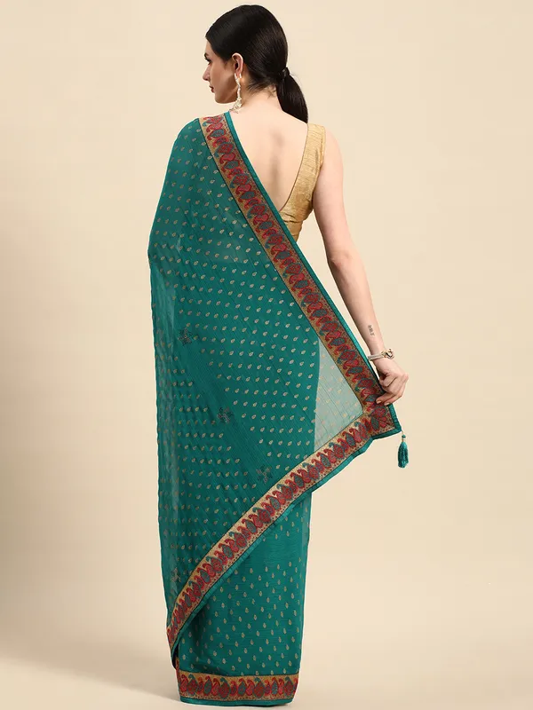 Green_Zomato___Saree__Butti_Print_With_Swaroski_Work