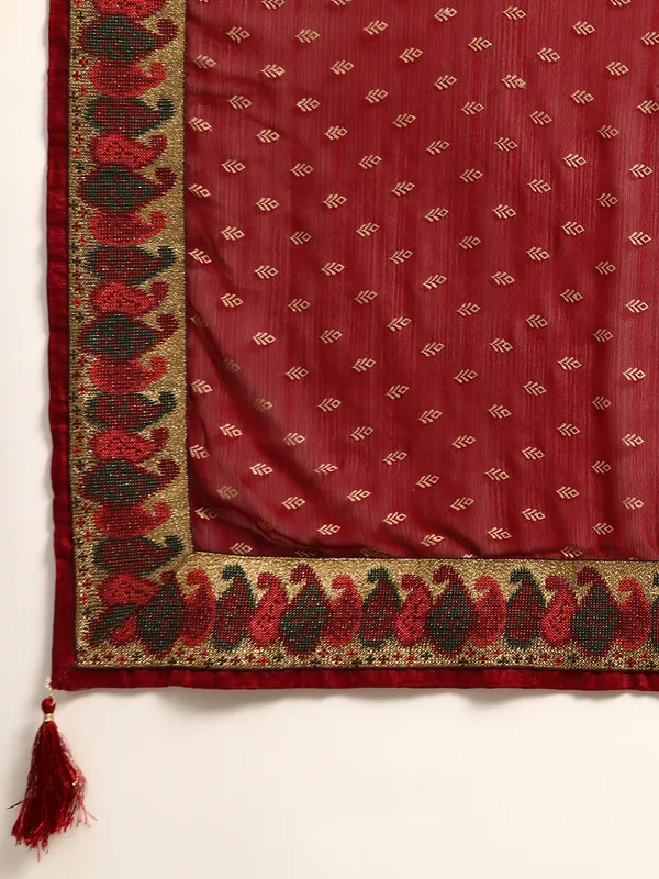 Maroon_Zomato___Saree__Butti_Print_With_Swaroski_Work