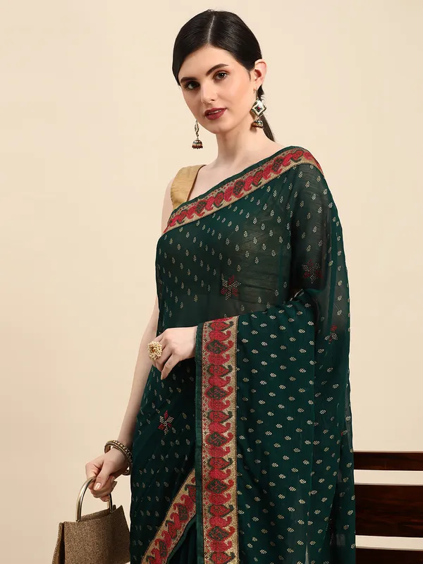 Green_Zomato___Saree__Butti_Print_With_Swaroski_Work