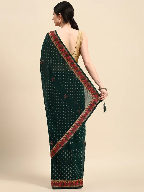 Green_Zomato___Saree__Butti_Print_With_Swaroski_Work