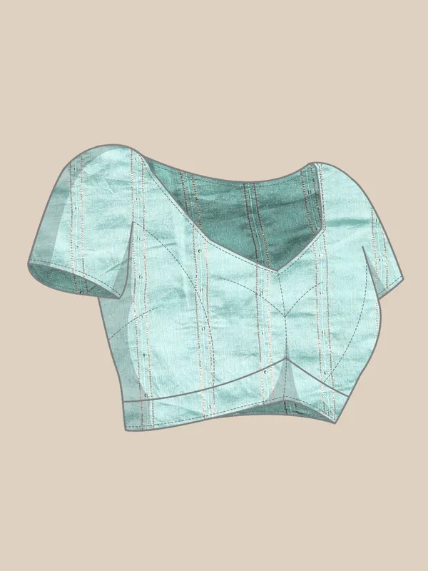 Indian_Women_Turquoise_Blue_Shimmer_Chiffon_Fancy_Border_with_Swarovski_&_foil_work