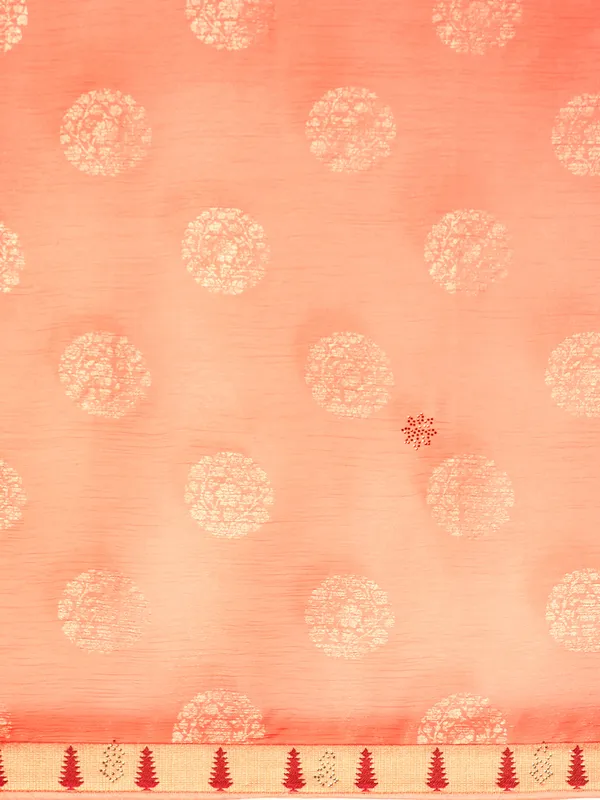 Indian_Women_Orange_Shimmer_Chiffon_Fancy_Border_with_Swarovski_&_foil_work