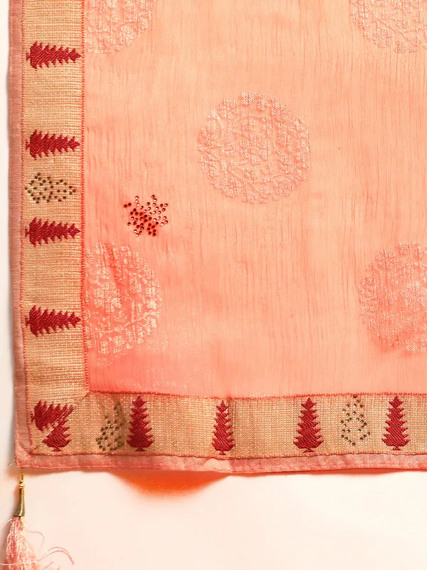 Indian_Women_Orange_Shimmer_Chiffon_Fancy_Border_with_Swarovski_&_foil_work