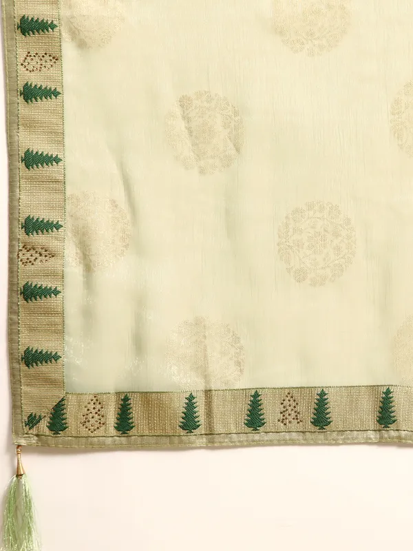 Indian_Women_Lite_Green_Shimmer_Chiffon_Fancy_Border_with_Swarovski_&_foil_work
