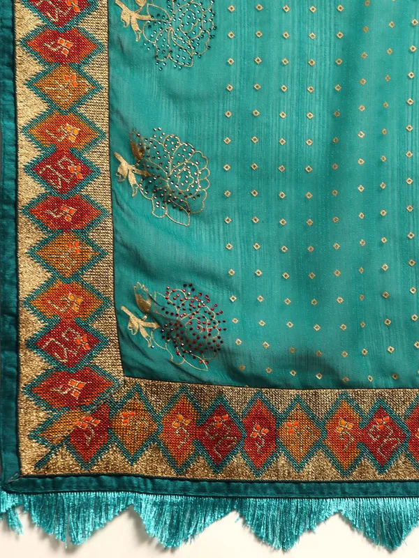 Green_Zomato__Full_Saree_Butti_Print_With_Swaroski_Diamond_Work