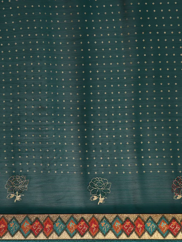 Green_Zomato__Full_Saree_Butti_Print_With_Swaroski_Diamond_Work