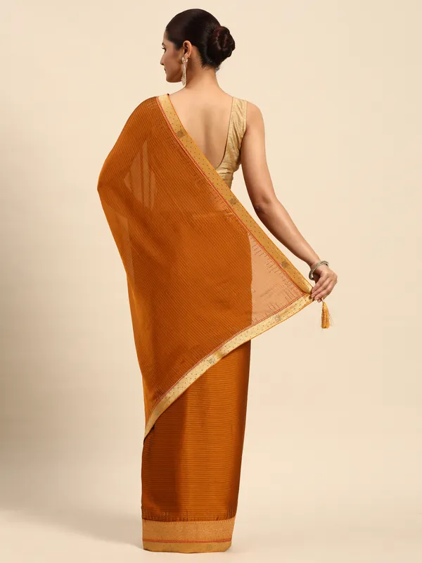 Indian_Women_Yellow_Striped_Satin_Silk_Fancy_Border_with_Swarovski_work