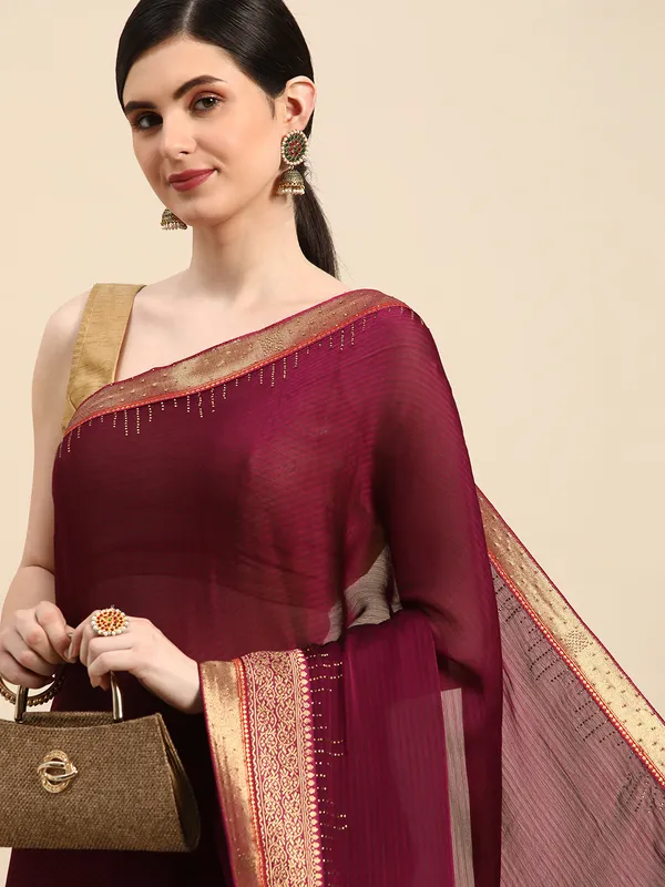 Indian_Women_Purple_Striped_Satin_Silk_Fancy_Border_with_Swarovski_work