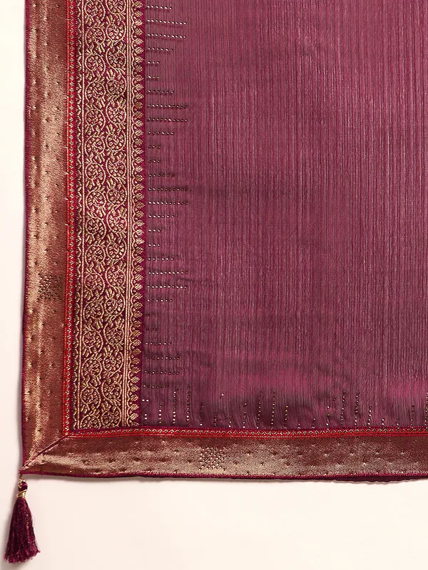 Indian_Women_Purple_Striped_Satin_Silk_Fancy_Border_with_Swarovski_work