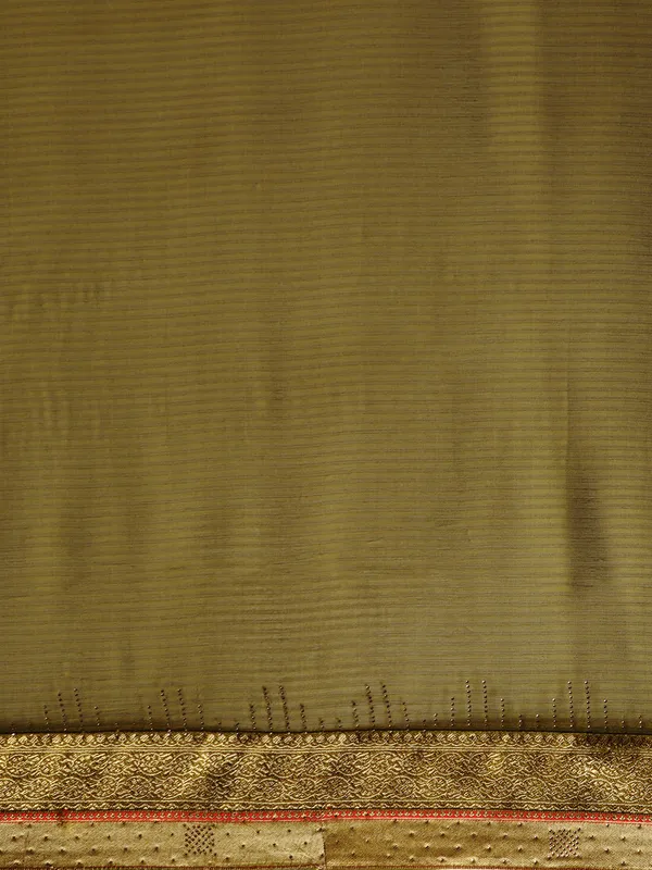 Indian_Women_Mehendi_Green_Striped_Satin_Silk_Fancy_Border_with_Swarovski_work