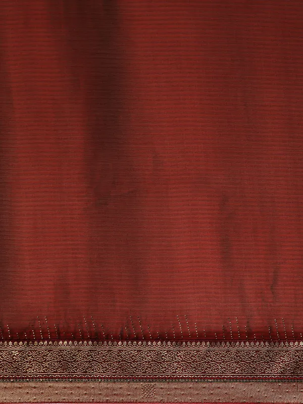 Indian_Women_Dark_Brown_Striped_Satin_Silk_Fancy_Border_with_Swarovski_work