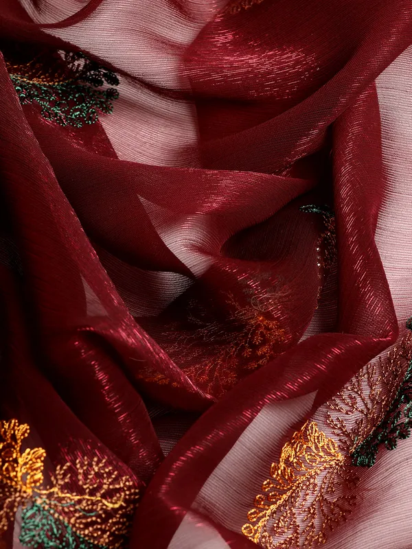 Red_Shimmer_Full_Saree_Fancy_Border_With_Swaroski_Diamond_Work