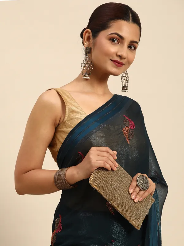 Blue_Shimmer_Full_Saree_Fancy_Border_With_Swaroski_Diamond_Work