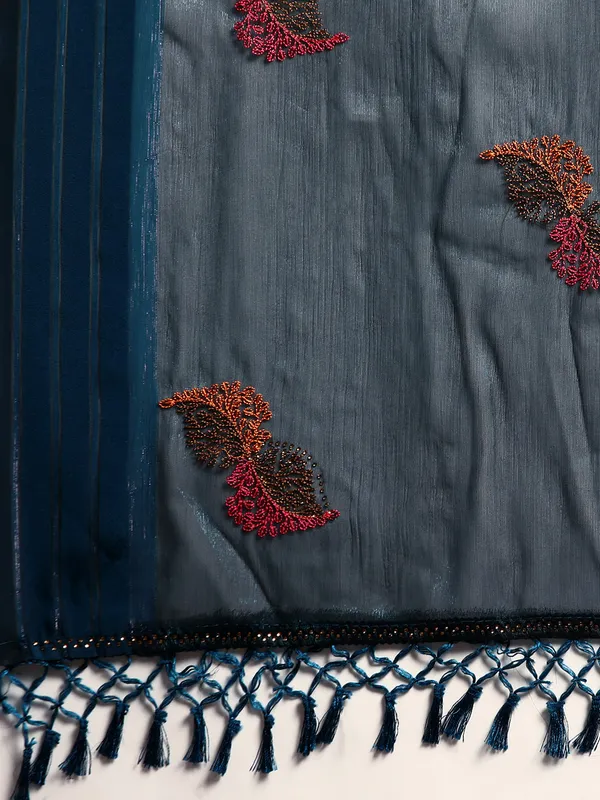 Blue_Shimmer_Full_Saree_Fancy_Border_With_Swaroski_Diamond_Work