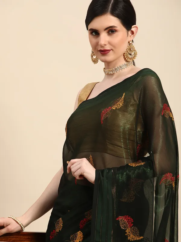 Green_Shimmer_Full_Saree_Fancy_Border_With_Swaroski_Diamond_Work