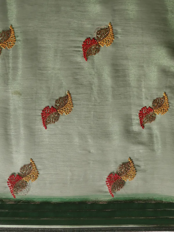 Green_Shimmer_Full_Saree_Fancy_Border_With_Swaroski_Diamond_Work