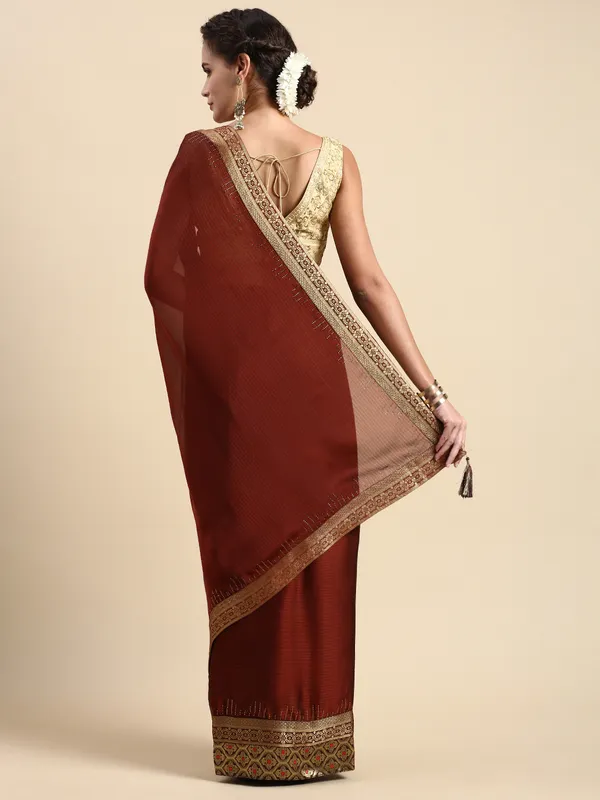 Brown_Moss_Silk_Designer_Saree