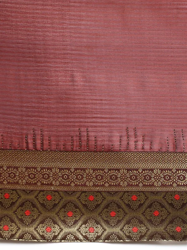 Brown_Moss_Silk_Designer_Saree