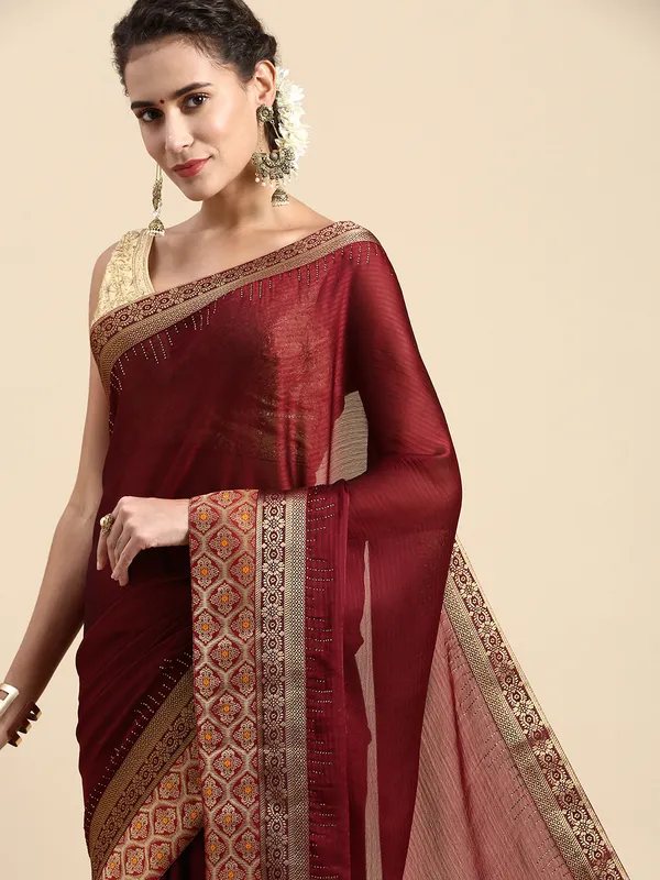 Maroon_Moss_Silk_Designer_Saree