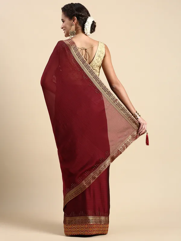Maroon_Moss_Silk_Designer_Saree