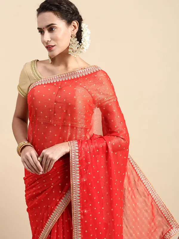 Pink_Shimmer_Chiffon_Embroidery_Border_with_Foil_Work_Saree