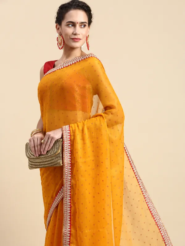 Green_Shimmer_Chiffon_Embroidery_Border_with_Foil_Work_Saree