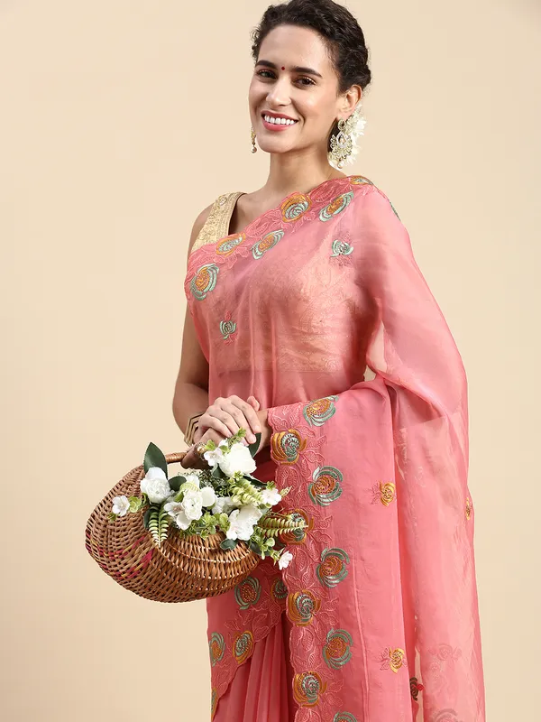 Pink_Soft_Orgenza_Swarovski_Work_Embroidery_Saree
