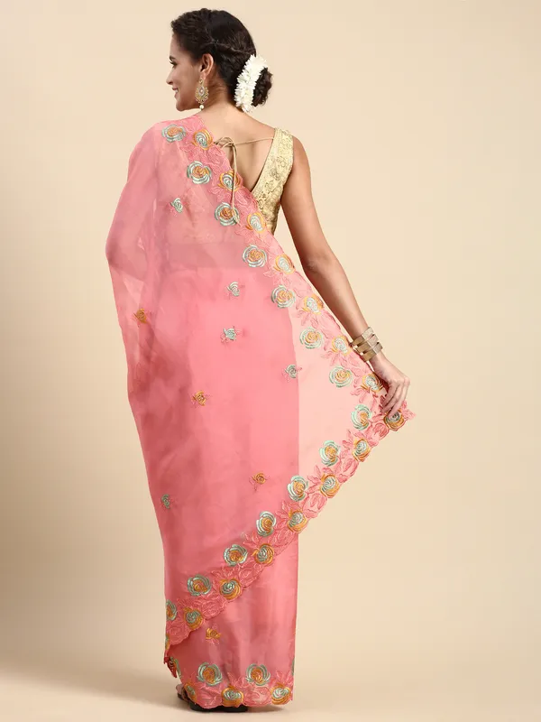 Pink_Soft_Orgenza_Swarovski_Work_Embroidery_Saree