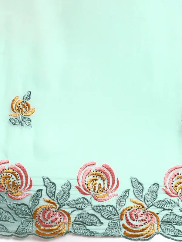 Turquoise_Green_Soft_Orgenza_Swarovski_Work_Embroidery_Saree