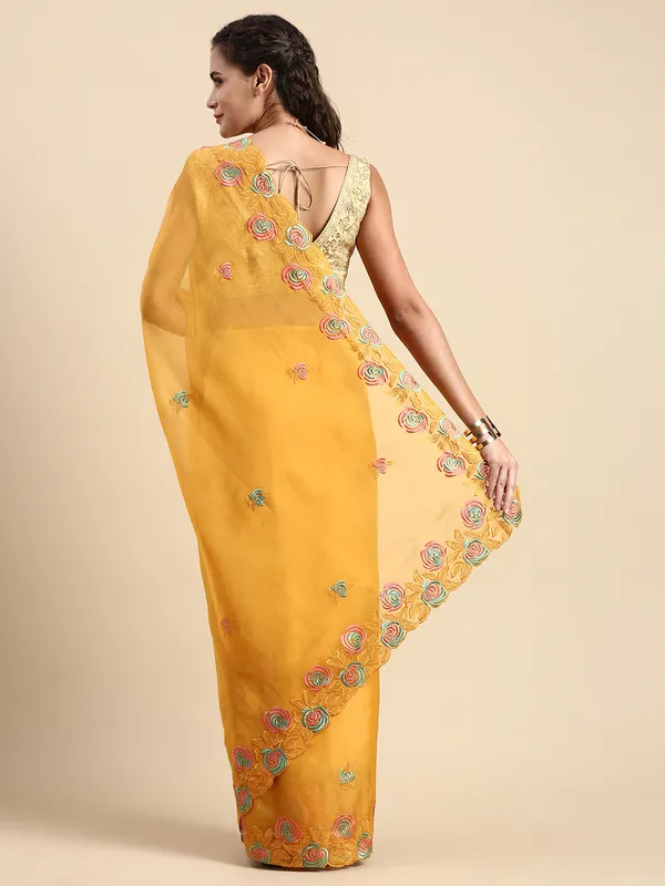 Yellow__Soft_Orgenza_Swarovski_Work_Embroidery_Saree