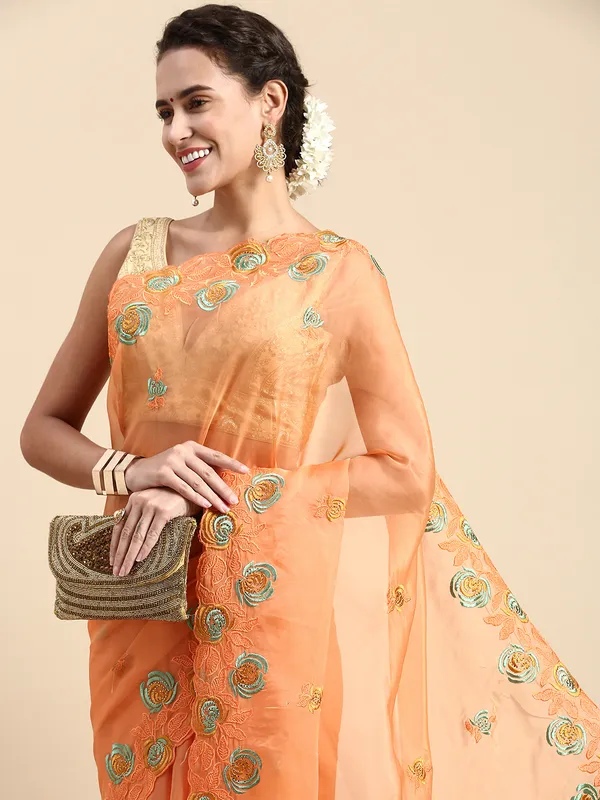 Orange__Soft_Orgenza_Swarovski_Work_Embroidery_Saree
