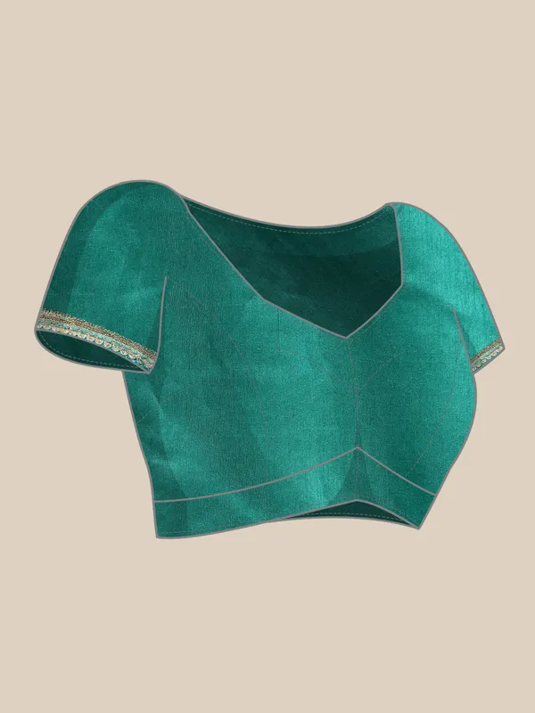 Indian_Women_Turquoise_Green_Chiffon_Embroidery_Border_with_foil_work
