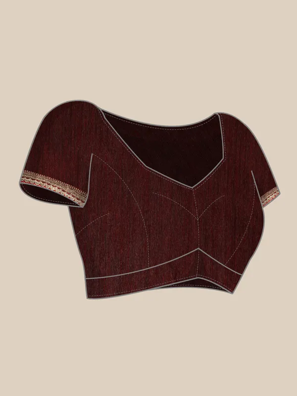 Indian_Women_Maroon_Chiffon_Embroidery_Border_with_foil_work