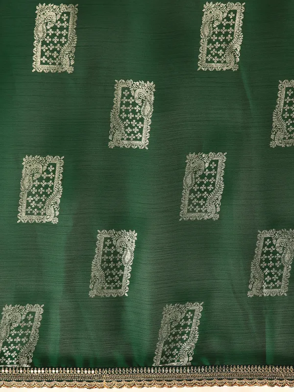 Indian_Women_Green_Chiffon_Embroidery_Border_with_foil_work