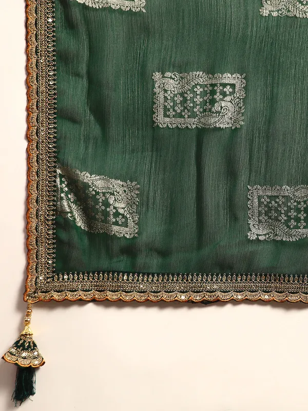 Indian_Women_Green_Chiffon_Embroidery_Border_with_foil_work