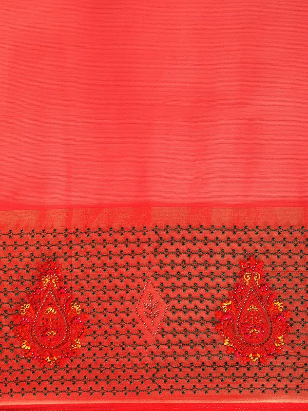 Indian_Women_Red_Viscoss_Chiffon_Swarovski_with_Embroidery_work