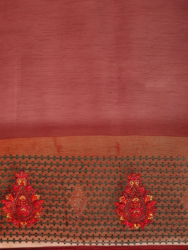 Indian_Women_Wine_Viscoss_Chiffon_Swarovski_with_Embroidery_work