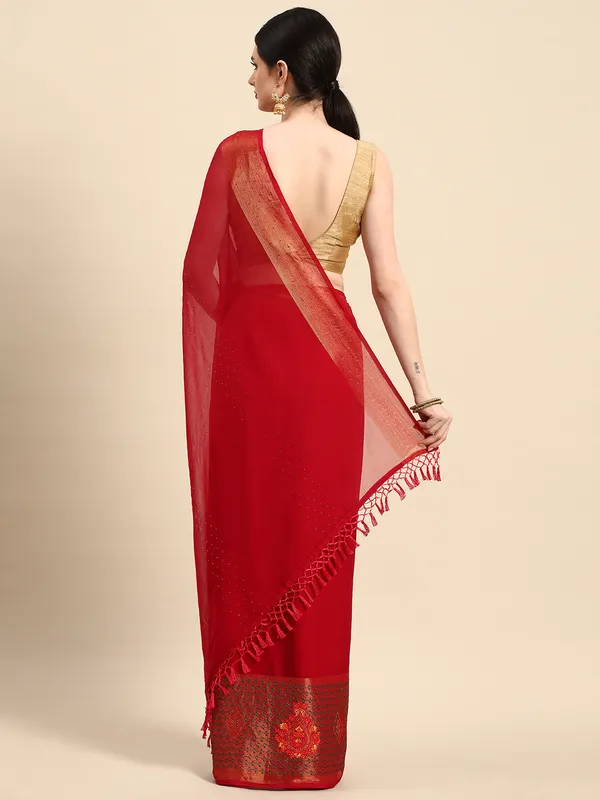 Indian_Women_Maroon_Viscoss_Chiffon_Swarovski_with_Embroidery_work
