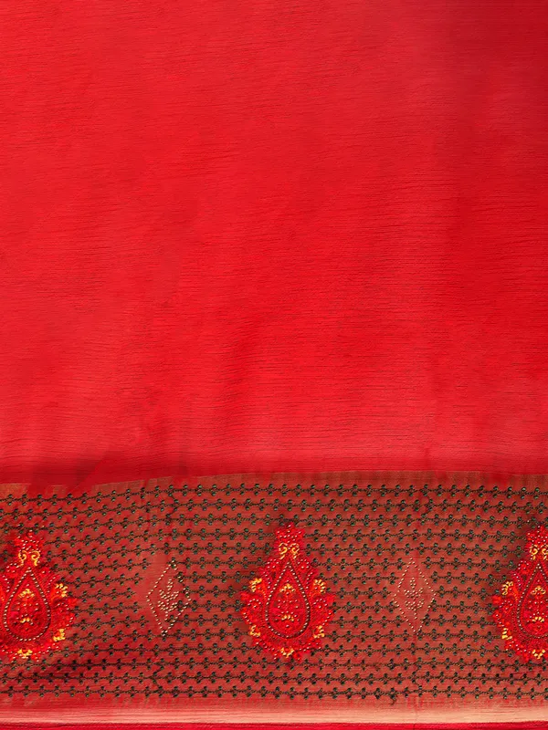 Indian_Women_Maroon_Viscoss_Chiffon_Swarovski_with_Embroidery_work