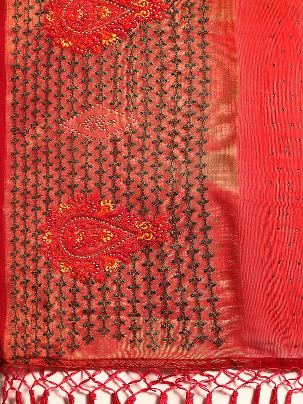 Indian_Women_Maroon_Viscoss_Chiffon_Swarovski_with_Embroidery_work