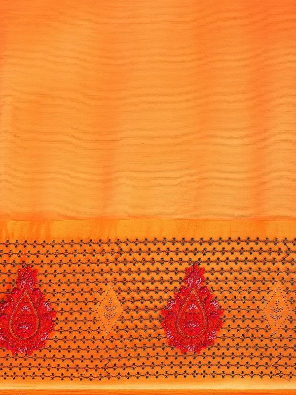 Indian_Women_Yellow_Viscoss_Chiffon_Swarovski_with_Embroidery_work